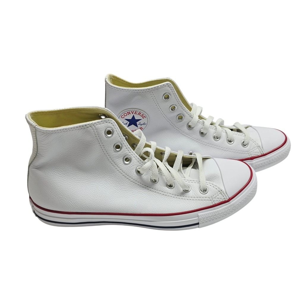 Converse Chuck Taylor All Star Mens 9.5 White Leather High Top Sneakers 132169C
